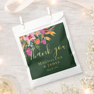 Kleurrijke  Roze Sinaasappel Groene Tropische Bloe Bedankzakje