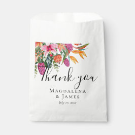 Kleurrijke  Roze Sinaasappel Tropische Bloemen Bedankzakje