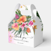 Kleurrijke Roze Sinaasappel Tropische Bloemen Brui Bedankdoosjes (Achterkant)