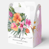 Kleurrijke Roze Sinaasappel Tropische Bloemen Brui Bedankdoosjes (Geopend)