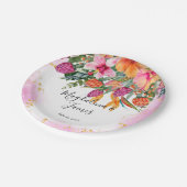Kleurrijke Roze Sinaasappel Tropische Bloemen Brui Papieren Bordje (Gekanteld)