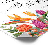 Kleurrijke Roze Sinaasappel Tropische Bloemen Welk Poster (Hoek)