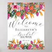 Kleurrijke Roze Sinaasappel Tropische Bloemen Welk Poster (Voorkant)