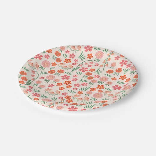 Kleurrijke roze sinaasappels bloementuin Papier Bo Papieren Bordje (Gekanteld)