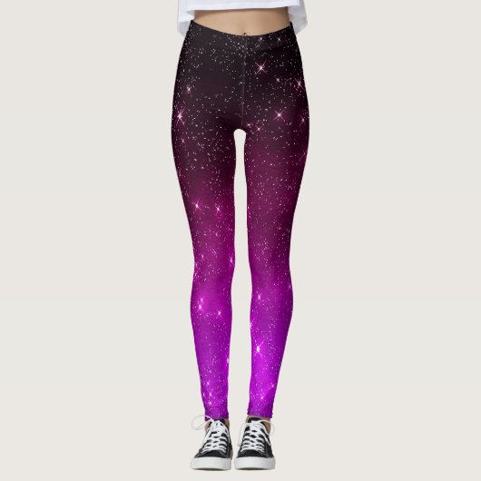 Kleurrijke roze sterrenhemel leggings (Voorkant)