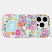 Kleurrijke Roze Tuin Met Initialen Case-Mate iPhone Case (Achterkant (horizontaal))