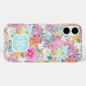 Kleurrijke Roze Tuin Met Monogram Case-Mate iPhone Case (Achterkant (horizontaal))