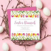 Kleurrijke Roze Tulp Pasen Brunch Kaart