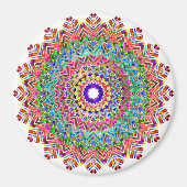 Kleurrijke roze veer mandala boho cirkel magneet (Voorkant)