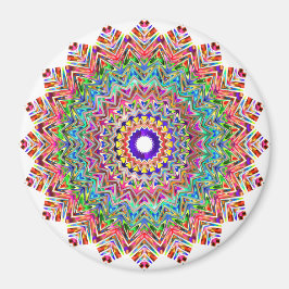 Kleurrijke roze veer mandala boho cirkel magneet