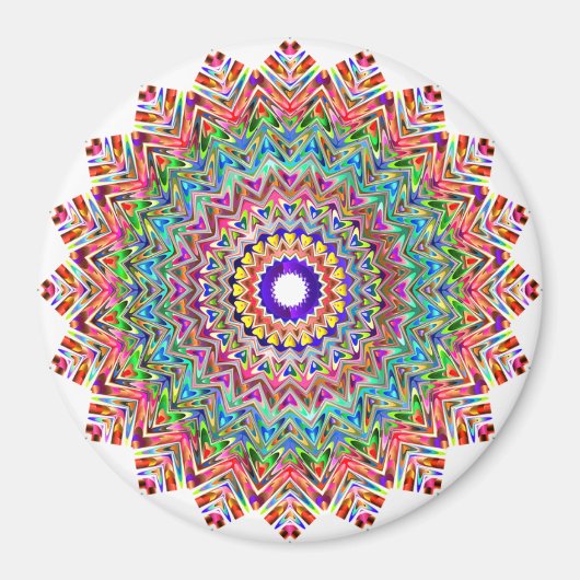 Kleurrijke roze veer mandala boho cirkel magneet (Voorkant)