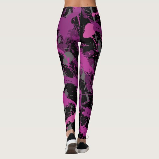 Kleurrijke Roze Verf Splatter Leggings (Achterkant)