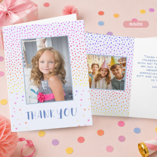 Kleurrijke Roze Verjaardag Kinderen Meisje 2 Foto Kaart