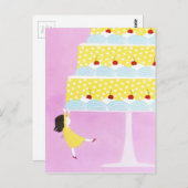 Kleurrijke Roze Verjaardagstaart voor Baby Meisje Briefkaart (Voorkant / Achterkant)