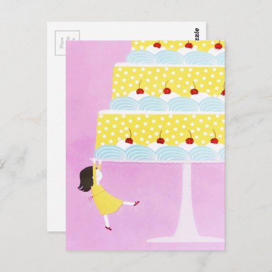 Kleurrijke Roze Verjaardagstaart voor Baby Meisje Briefkaart (Voorkant / Achterkant)