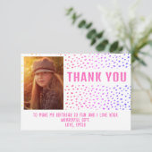 Kleurrijke Roze Vlekken Verjaardag Kinderen Meisje Bedankkaart (Staand voorkant)