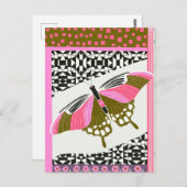 Kleurrijke roze vlinder met patroon Natuur liefheb Briefkaart (Voorkant / Achterkant)