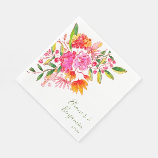 Kleurrijke roze Waterverf - Aangepast huwelijk Servet (Hoek)