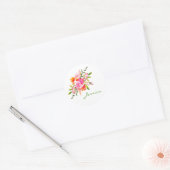 Kleurrijke roze Waterverf Floral Art op maat gemaa Ronde Sticker (Envelop)