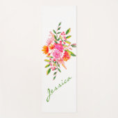 Kleurrijke roze Waterverf Floral Art op maat gemaa Yogamat (Voorkant)