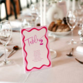 Kleurrijke Roze Wavy Rand Zitplaats Naam Tabel Kaa Kaart