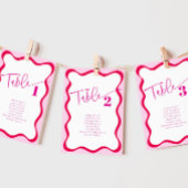 Kleurrijke Roze Wavy Rand Zitplaats Naam Tabel Kaa Kaart