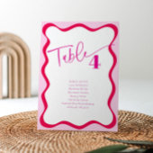 Kleurrijke Roze Wavy Rand Zitplaats Naam Tabel Kaa Kaart