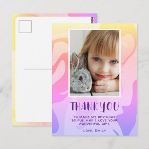 Kleurrijke roze werveling meisje foto verjaardag d briefkaart