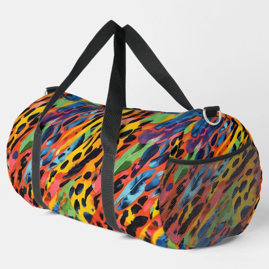 Kleurrijke Roze Wilde Dierenprint Rainbow geschild Plunjezak (Rechterhoek)