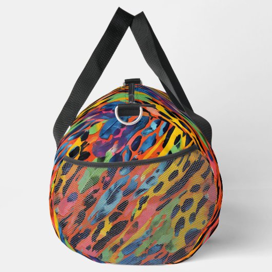 Kleurrijke Roze Wilde Dierenprint Rainbow geschild Plunjezak (Rechts)