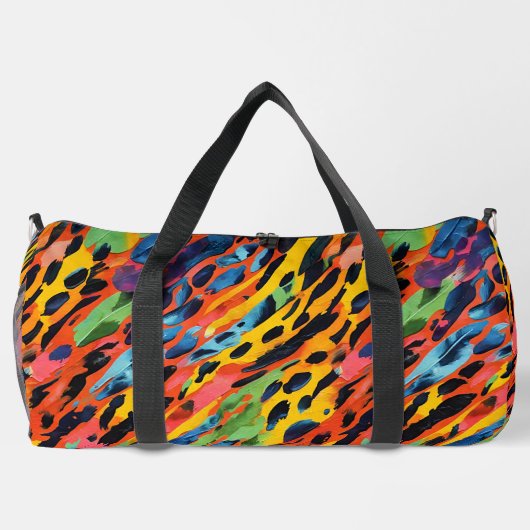 Kleurrijke Roze Wilde Dierenprint Rainbow geschild Plunjezak (Achterkant)