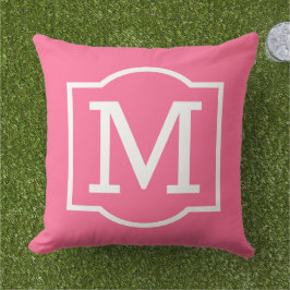 Kleurrijke Roze Witte Haak Monogram Buitenkussen