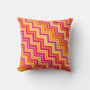 Kleurrijke roze zigzag chevron pattereus kussen