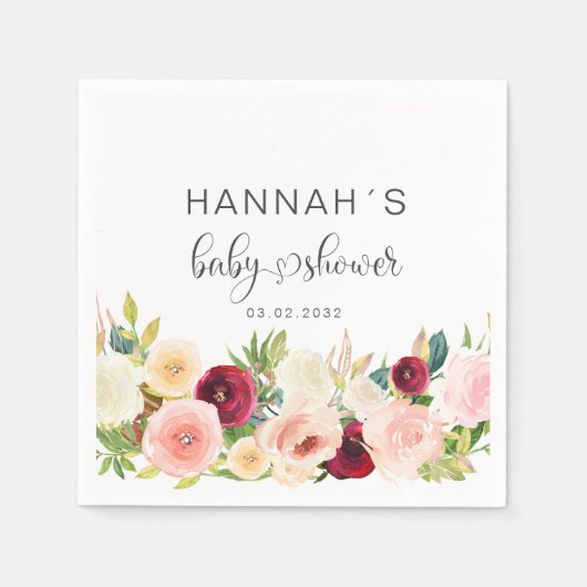 Kleurrijke Rozen, Baby shower Servet (Voorkant)