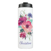 Kleurrijke Rozen Bloemstuk met Monogram Thermosbeker (Voorkant)