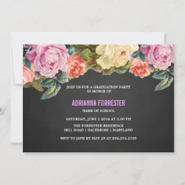  kleurrijke Rozen Chalkboard Graduparty Kaart