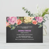  kleurrijke Rozen Chalkboard Graduparty Kaart (Staand voorkant)