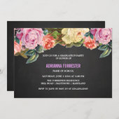  kleurrijke Rozen Chalkboard Graduparty Kaart (Voorkant / Achterkant)