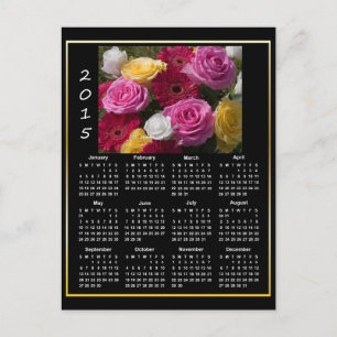 Kleurrijke Rozen en Bloemen 2015 Kalender Briefkaart