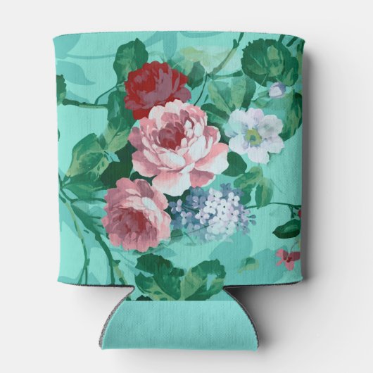 Kleurrijke Rozen en bloemen Blikjeskoeler (Achterkant)