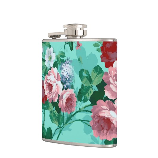 Kleurrijke Rozen en bloemen Heupfles (Links)