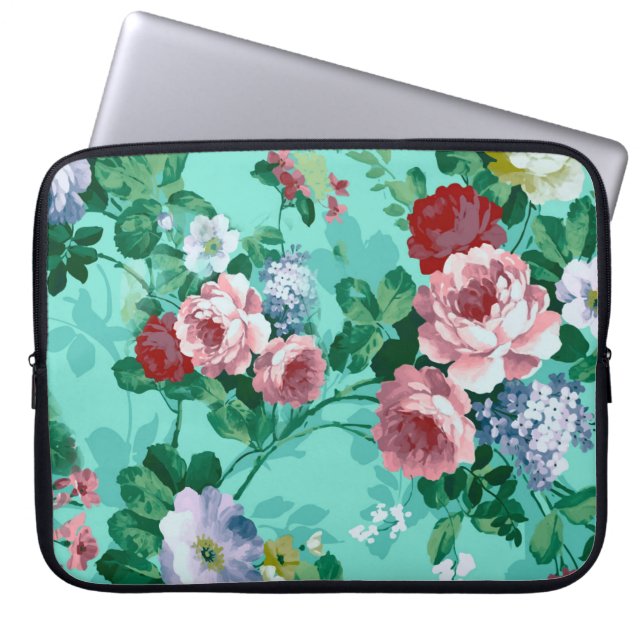 Kleurrijke Rozen en bloemen Laptop Sleeve (Voorkant)