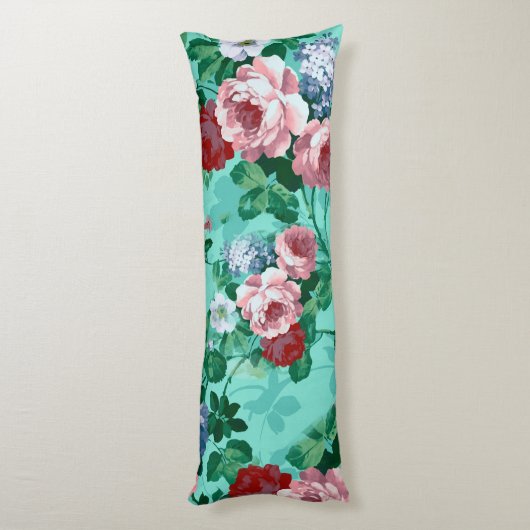 Kleurrijke Rozen en bloemen Lichaamskussen (Achterkant (Verticaal))