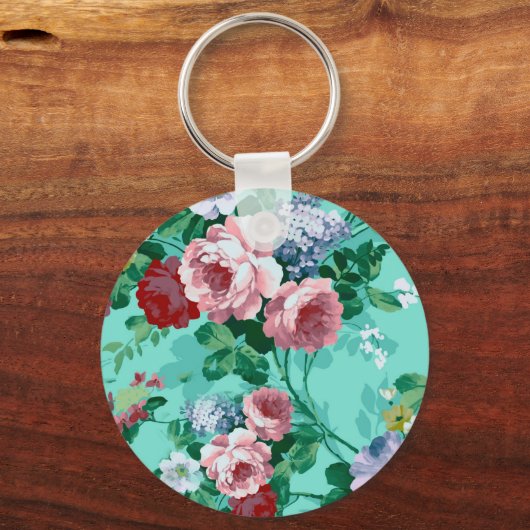 Kleurrijke Rozen en bloemen Sleutelhanger (Voorkant)