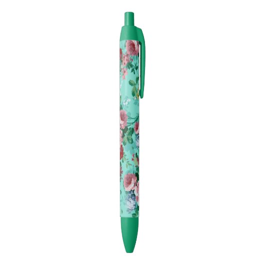 Kleurrijke Rozen en bloemen Zwarte Inkt Pen (Achterkant (Verticaal))