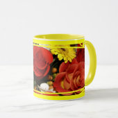 Kleurrijke Rozen en Daisies Bloemboeket Mok (Voorkant rechts)