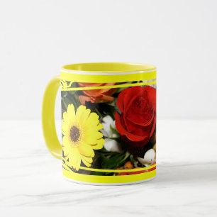 Kleurrijke Rozen en Daisies Floral Bouquet Mok