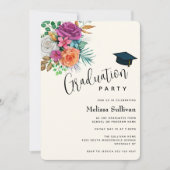 Kleurrijke Rozen Floral Bouquet Graduation Party Kaart (Voorkant)