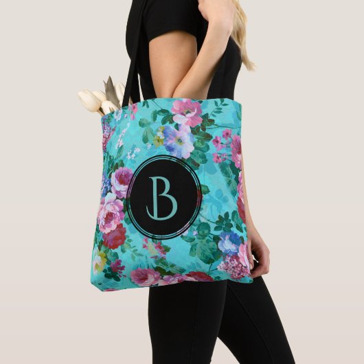 Kleurrijke  Rozen Floral Collage Tote Bag (Dichtbij)