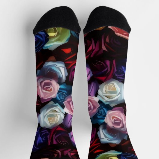 Kleurrijke Rozen Flower Art op Crazy Sokken (Top)